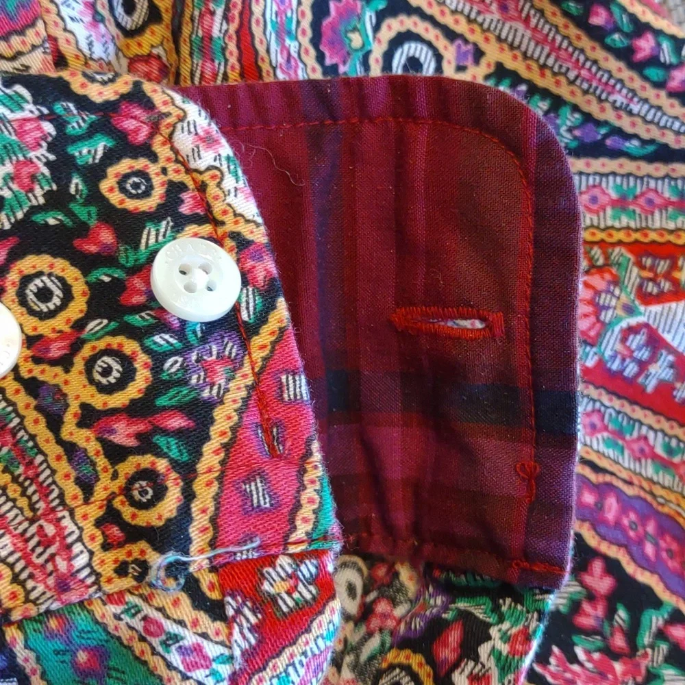 Chaps by Ralph Lauren Colorful Paisley No Iron Button Down Blouse EUC - Picture 6 of 8